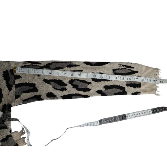 Fate Womens Large Leopard Print Knit Hoodie With Frayed Hem - Picture 8 of 10